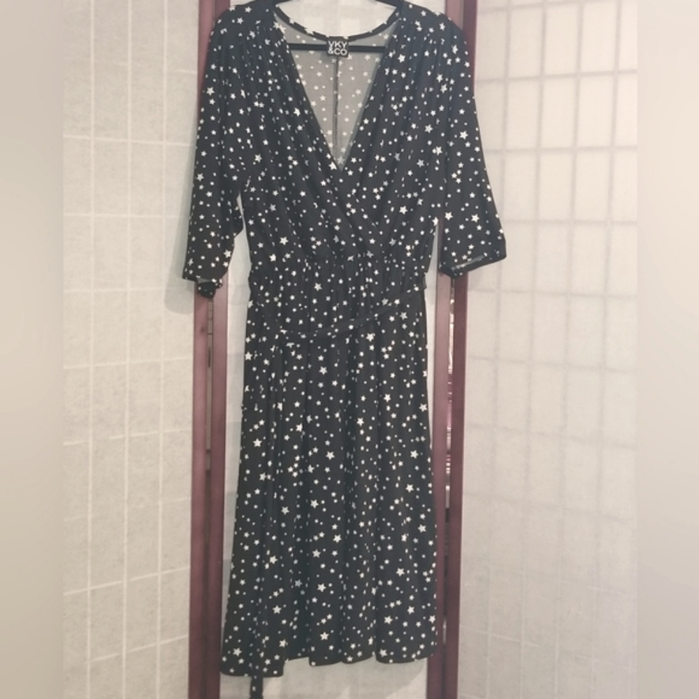 Black Star Print Women's Dress